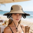 thumbnail image 6 of 3 Speed Solar Powered Fan Hat with 2 Fans, Wide Brim Sun Hat for Outdoor Fishing, Hiking Gardening, USB Solar Charging, Mother's Day Gift for Women Mom, Birthday Gift for Girlfriend, Khaki, 6 of 7