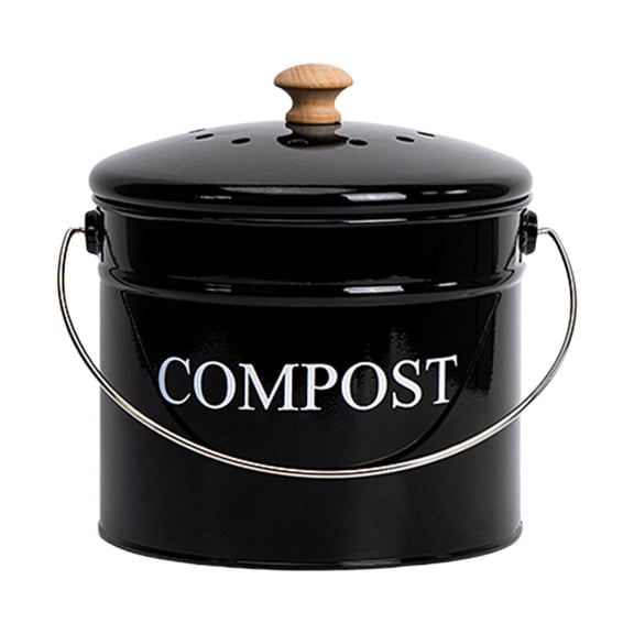 Aymzbd Compost Bin Filter Indoor Container for Waste Recycling Countertop Composter black