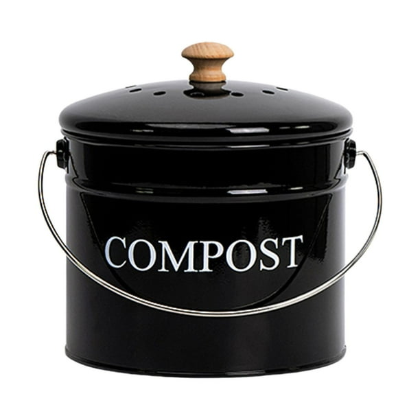 Compostador de cocina, contenedor de filtro de tapa, compostador de encimera, sin olor negro