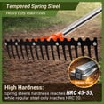 thumbnail image 6 of CKLT 17-Tine Garden Rake, Heavy Duty Bow Rake with 62" Adjustable Stainless Steel Handle, Tempered Spring Steel Tines for Lawns, Loosening Soil, and Yard Work, Orange, 6 of 10
