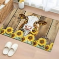 thumbnail image 2 of Bathroom Rugs 2x3 Ft, Farmhouse Cow Non Slip Area Rugs for Kitchen Bedroom Entryway, Vintage Country Sunflower Brown Wood Washable Carpet Runner Rug Floor Mats for Bedroom Home Decor, 2 of 9
