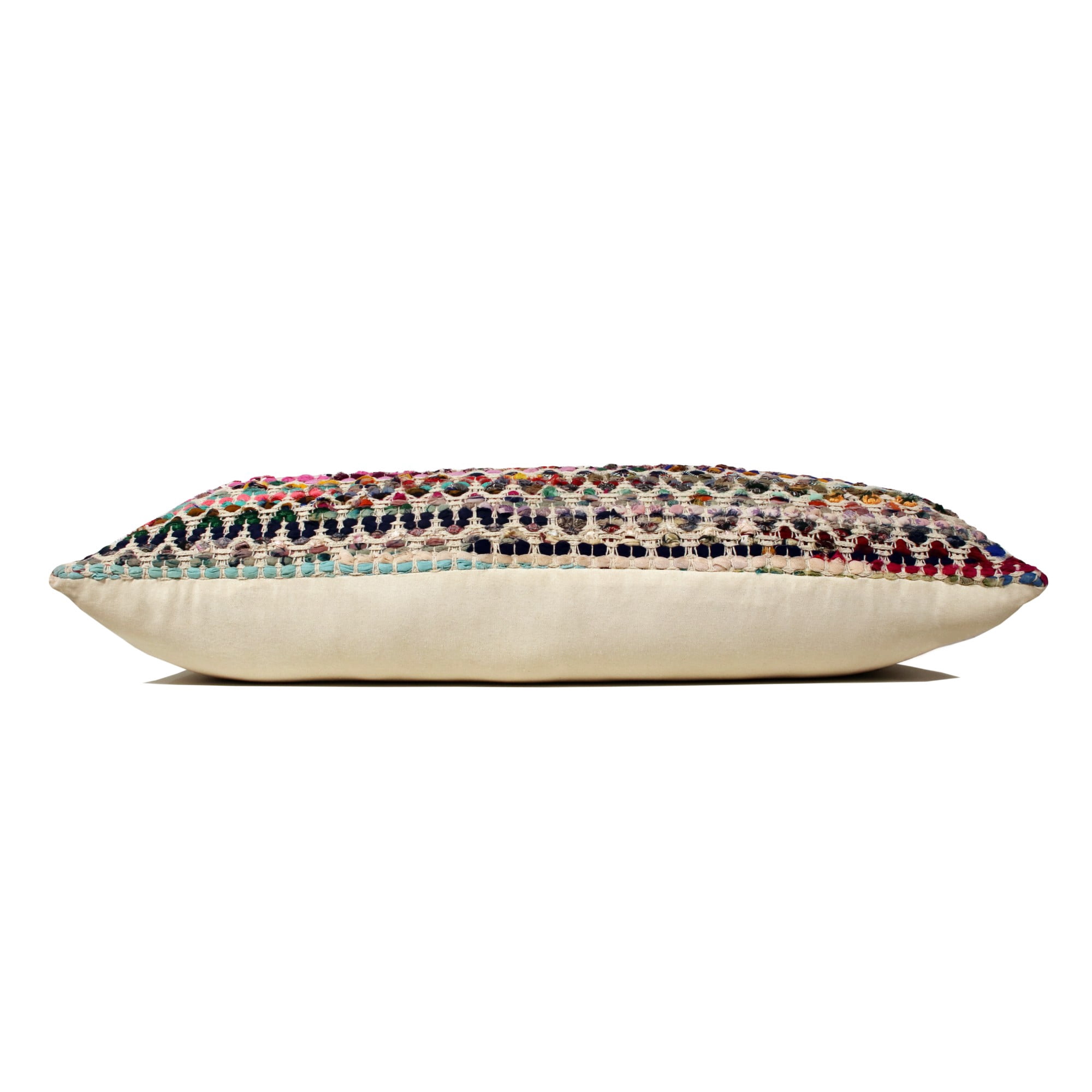 Laddha Home Designs Handwoven Braided Chevron Lumbar Pillow Cover - 36" - Multicolored