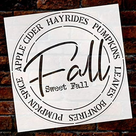 Fall Sweet Fall Round Stencil by StudioR12 | Painting Wood Sign | Furniture Totes Fabric | Apple Cider Bonfire Pumpkin Pattern | Diagonal Square Pattern | DIY Home Decor - Choose (15