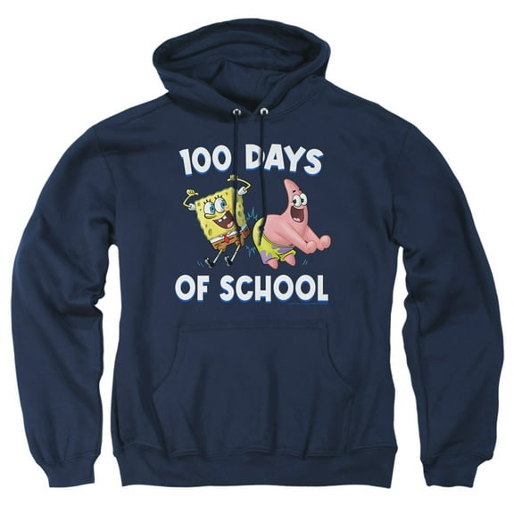SpongeBob Patrick 100 Days of School Adult Pull-Over Hoodie, Navy, 2X-Large