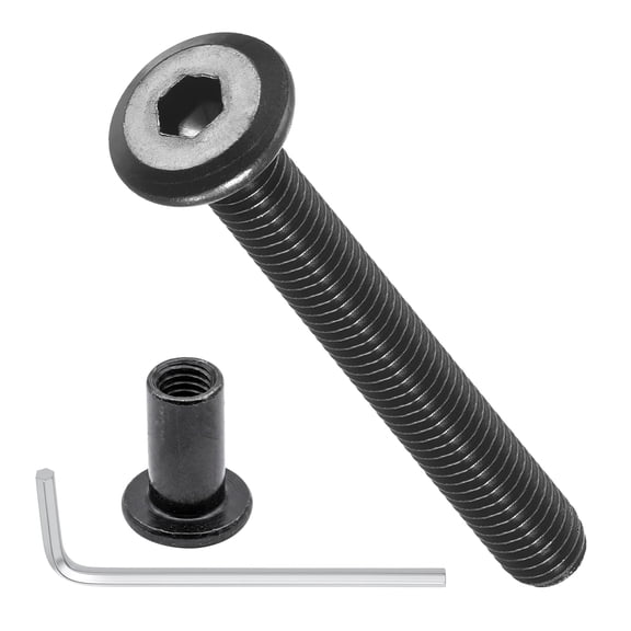 Furniture Connector Bolts Cap Nut Kit with Wrench(M6-1x50mm) 20Pcs, Connector Bolts M6 Countersunk Screw Barrel Nuts Binding Screws, for Chair Cabinet Bed, Black