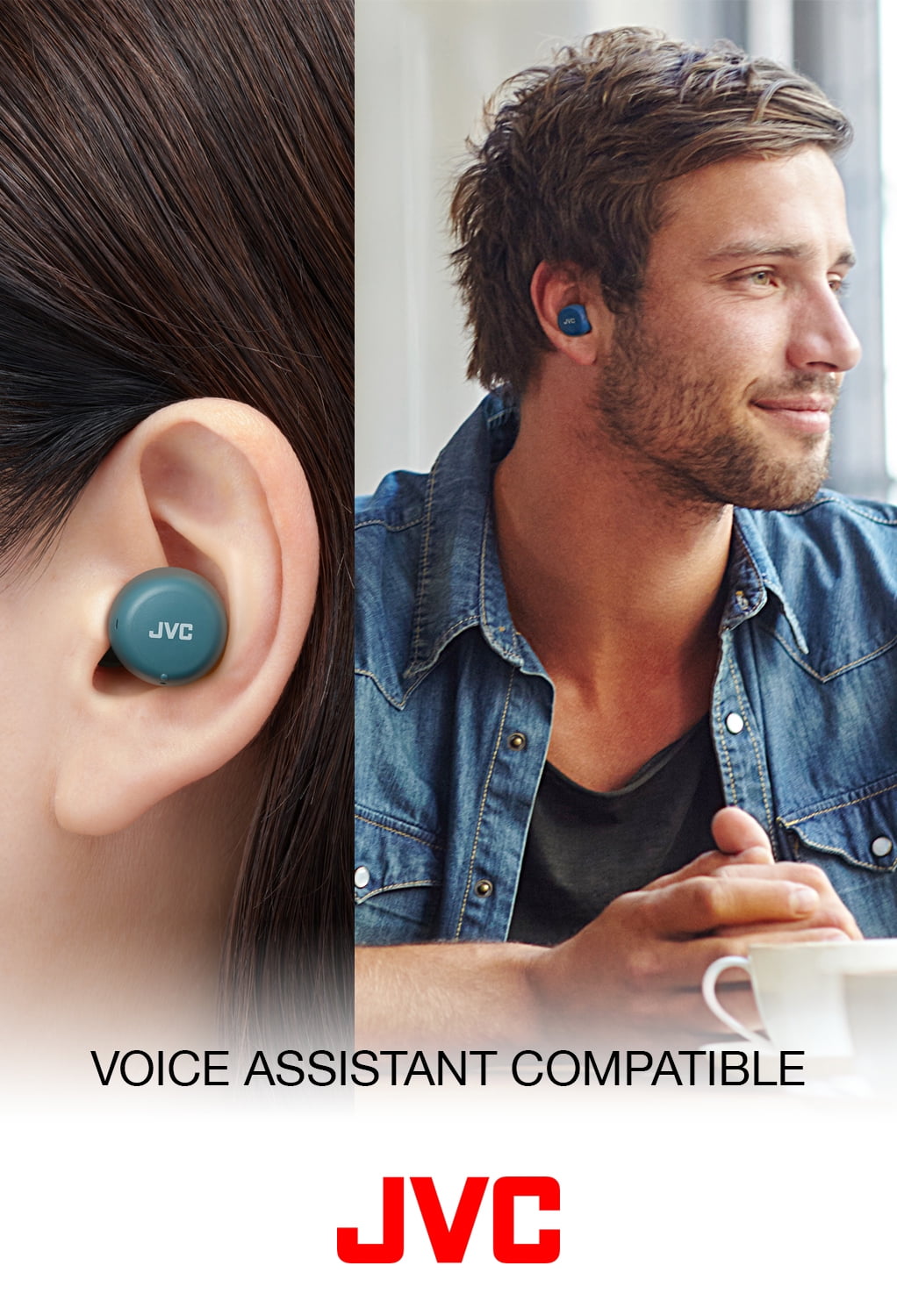 JVC Gumy Mini True Wireless Earbuds Headphones, Bluetooth 5.1, Water Resistance(IPX4), Long Battery Life (up to 15 Hours) - HAZ55TR (Red)