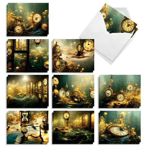 The Best Card Company 20 Assorted Blank Notecards Boxed Set 4 x 5.12 Inch with Envelopes (10 Designs, 2 Each) Timeless Pieces AM10204OCB-B2x10