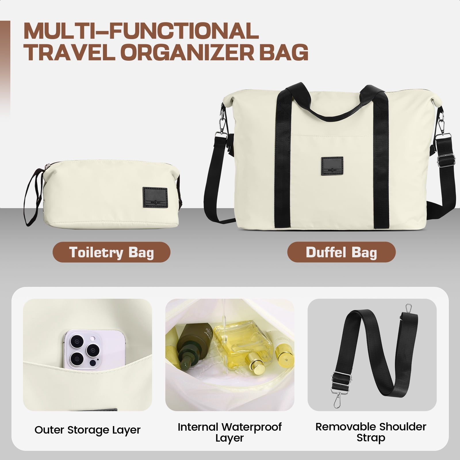 SANOPY Luggage Sets 3 PCS, ABS Lightweight Suitcase Dual-Spinner Wheel TSA Lock, Hardshell Carry on Luggage with Expandable Travel Bag, Beige