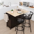 thumbnail image 3 of Gymax Drop-Leaf Kitchen Island Trolley Cart Wood Storage Cabinet w/ Spice Rack Brown, 3 of 10