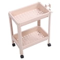 thumbnail image 3 of Estante de almacenamiento para el suelo del baño, multifuncional, multicapa, estable, duradero, independiente, estante de esquina, color beige, 2 capas (con ruedas), 3 of 10
