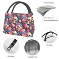 thumbnail image 4 of Yiaed Skull Blue Flower Print Lunch box lunch bag Portable Insulated Lunch Box for Women Men Cooler Tote Bag with Front Pocket for Work Picnic Travel, 4 of 6