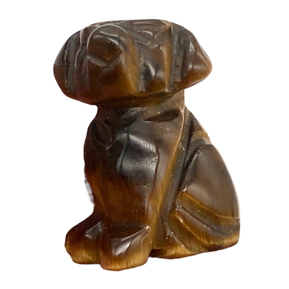 Faithful Puppy! Tiger Eye Dog Animal Figurine | 22x15x15mm | Golden Brown | 1 Figurine