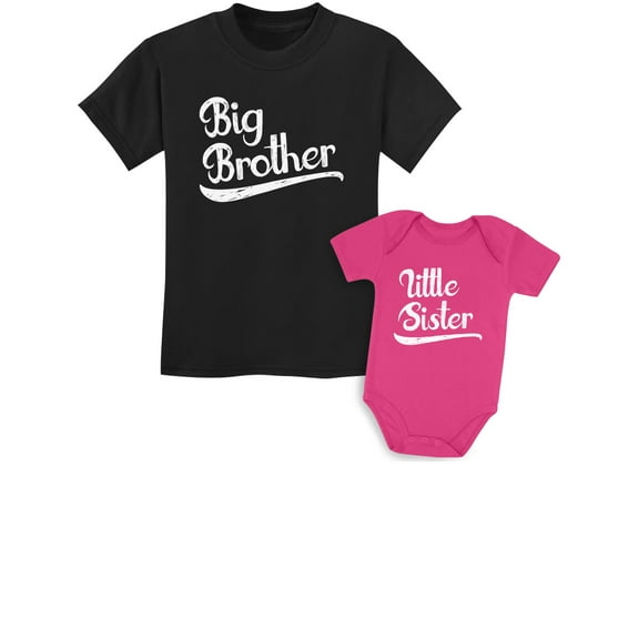 Sibling Shirts Set for Brothers and Sisters Boys & Girls Gift Set Kids Shirt Black/Baby Wow Pink Kids Shirt 24M / Baby Newborn