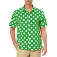 thumbnail image 1 of Camisa de verano de puntos de lunares para hombre INSPIRE CHIC, de botones, de manga corta, patrón, color verde, 1 of 6