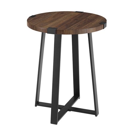 18  Metal Wrap Round Side Table - Dark Walnut