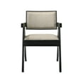 thumbnail image 2 of Bili 21 Inch Dining Armchair Set of 2, Open Back, Beige Upholstery, Black, 2 of 5