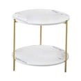 thumbnail image 2 of Abbracc Table d'Appoint de Canapé de Luxe Léger Table de Bout en Marbre Déco Petit Appartement Double Couche Blanc Rond, 2 of 9