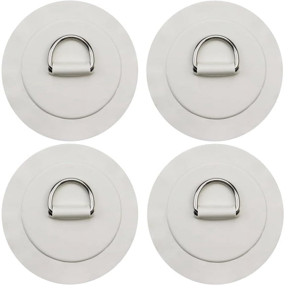 4 PCS Inflatable Boat D-Rings PVC Patch for Kayak/Canoe Rafting(White)