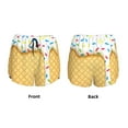 thumbnail image 5 of Picia White Ice Cream Pattern Women's 2 in 1 Athletic Running Shorts High Waisted Workout Casual Gym Sweat Shorts with Comfy Liner Zipper Pockets-Large, 5 of 9
