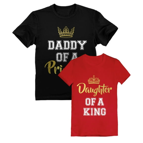 Father & Daughter Matching Set Daddy and Me Outfit Dad & Toddler Girl T-Shirts Daddy Black XXX-Large / Daughter Red 2T