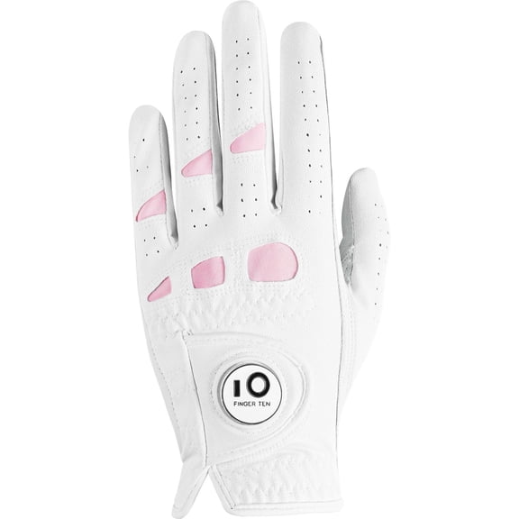 Women’s Leather Golf Glove with Ball Marker Ladies Gloves Left Right Handed Golfer Extra Grip 1 Pack, Left Right Hand Pink Fit Woman Girl, Size Small Medium Large XL