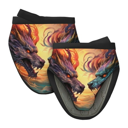 

Qekee Colorful Wave Dragon Head Print Non-Slip Mini Oven Mitt Silicone Oven Mitts Heat Resistant Kitchen Mittens Pinch Mitts Cooking Mitts