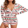 thumbnail image 3 of PENGXIANG Femmes Imprimé Pyjamas à Manches Longues Shorts Bodycon Combinaisons, 3 of 6