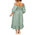 thumbnail image 4 of MesaSe Robe Bohème Fluide pour Femmes à Manches Bouffantes, Épaules Dénudées, à Carreaux, à Volants, Robe Midi, Robes d'Invitée de Mariage, 4 of 6