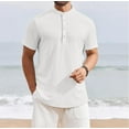 thumbnail image 6 of YATELLE Men's Henley Shirt Short Sleeve Stand Collar Summer Casual Beach Hippie T-Shirts, 6 of 6