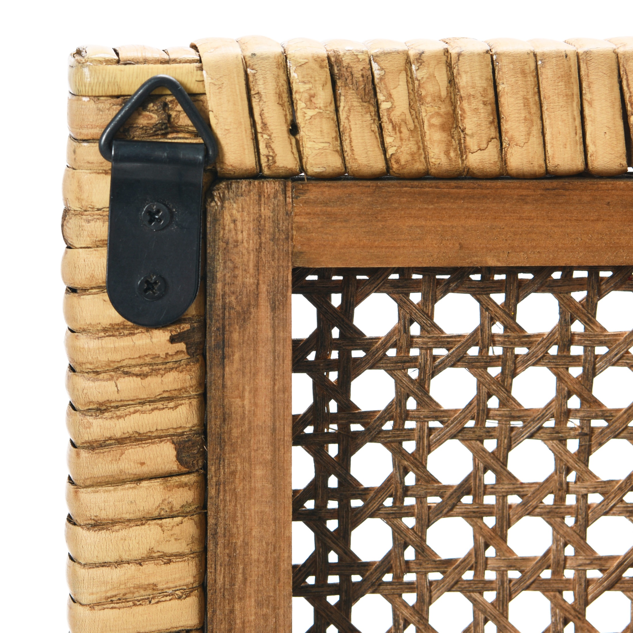 Creative Co-Op Square Boho Rattan Framed Wall Mirror, Natural