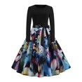 thumbnail image 1 of Vestido de Navidad de manga larga para mujer, bata Vintage, Swing Pinup, elegante, estampado informal, negro, invierno, 50S, 60S, 1 of 4