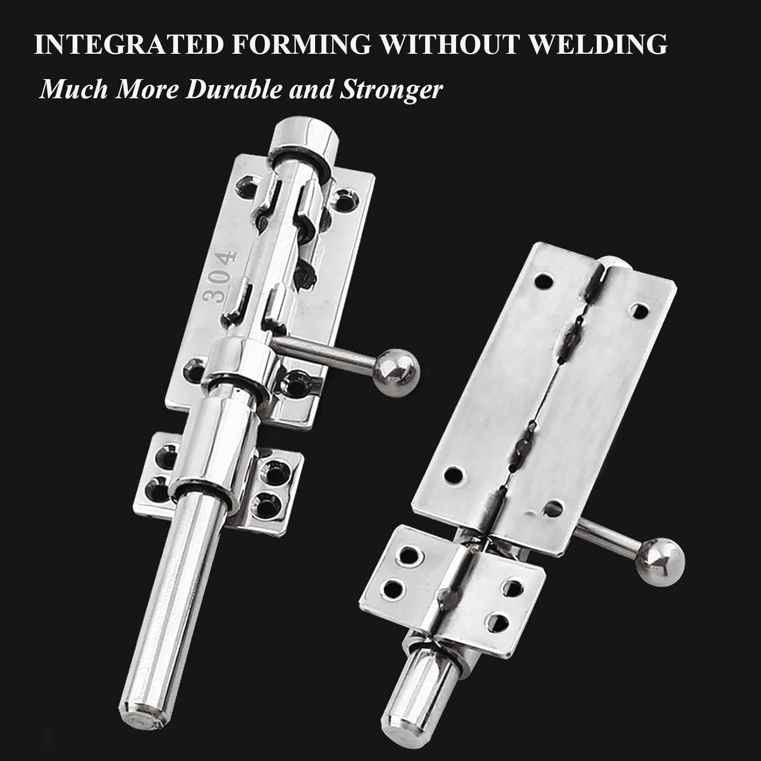 4.13" Heavy Duty Barrel Bolt Latch, 304 Stainless Steel Slide Bolt Gate Lock with Padlock Hole, Security Door Latch Hardware for Barn, Fence, Shed, and Garage