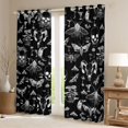 thumbnail image 2 of Homewish Gothic Moths Skull Blackout Curtains Set of 2 (52x84 Each),Spooky Botanical Mushroom Curtain,Black Gray, 2 of 6