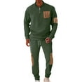 thumbnail image 2 of Yusimy Men's Solid Color 2-Piece Button-Down Half-Zip Set Long Sleeve Drawstring Pants Casual Sports, 2 of 7