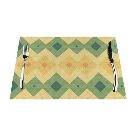 YFYANG Washable Heat-Resistant Placemats, 70% PVC/30% Polyester, Stylish Geometric Stripes Kitchen Table Mat, 12" x 18" 1 Piece