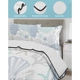 thumbnail image 4 of Quilts Twin Size Bedding Set, Blue Aqua Grey Coastal Lightweight Quilted Comforter, Summer Beach Coral Shell Starfish Soft Reversible Bedspread Coverlet with Pillow Covers for All Season, 68" x 86", 4 of 7