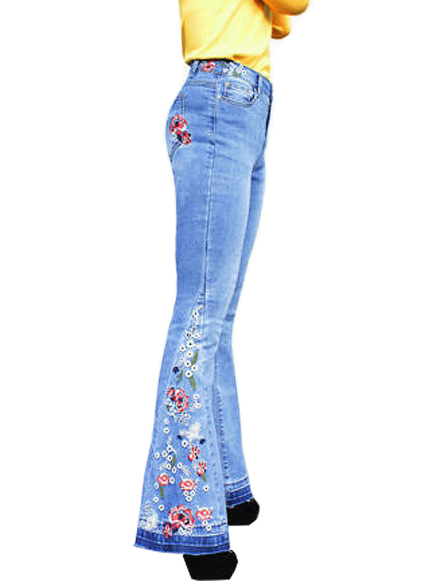 women's embroidered bell bottom jeans