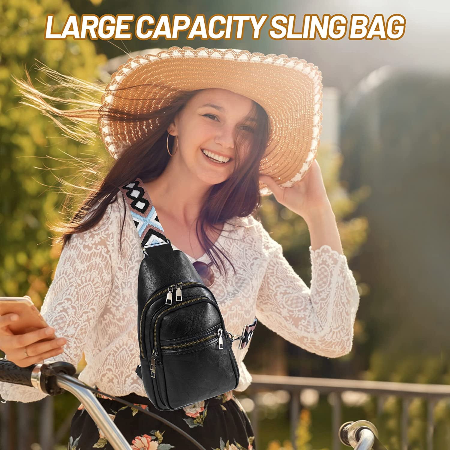 Sling Bag for Women PU Leather Sling Bags for Women Crossbody Fashion Sling Backpack Multipurpose Chest Bag for Women