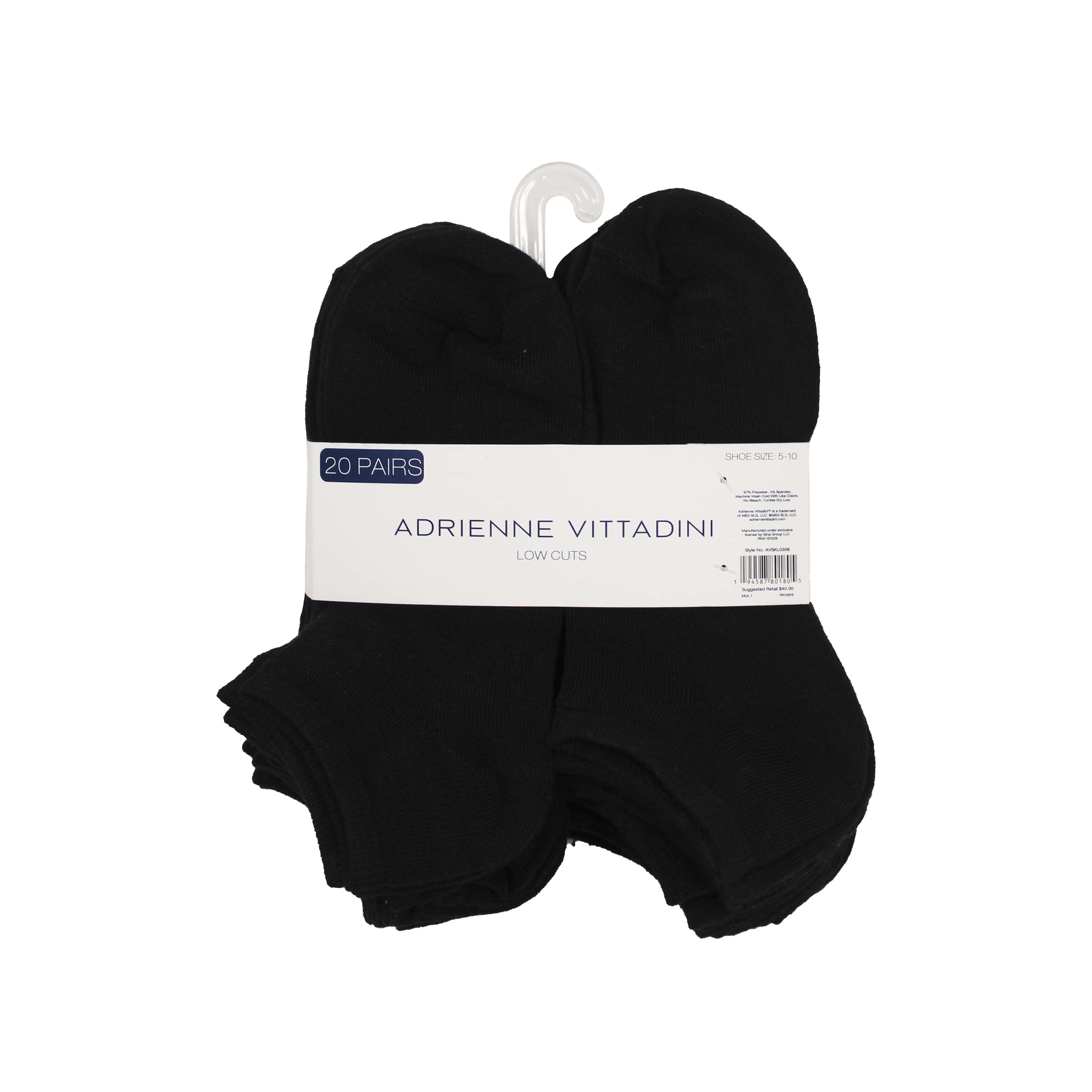 Adrienne Vittadini Low-Cut Athletic Flat Knit Breathable Socks, 20-Pack  (Women's) 