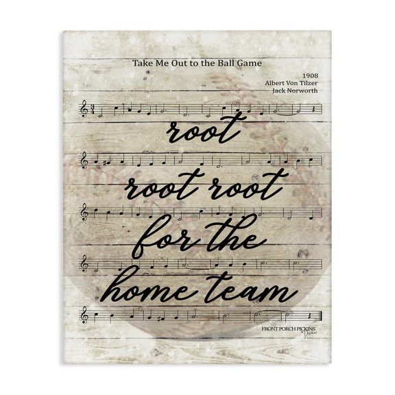 Stupell Industries Eclectic Root For The Home Team Base Ball Game Music Sheet Canvas Art, 16 x 20, by Penny Lane Publishing