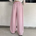 thumbnail image 4 of NOLDARES Girls Baggy Sweatpants Wide Leg Drawstring Elastic Waist Sweat Pants Straight Trackpant Kids Y2K Cute Joggers(W102-Pink), 4 of 8