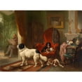 thumbnail image 3 of Wouterus Verschuur 14x11 Black Modern Framed Museum Art Print Titled - Interior with Dogs, 3 of 5