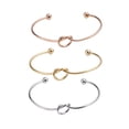 thumbnail image 4 of Pulsera de nudo de amor de acero inoxidable de 2 mm de espesor, pulsera abierta en forma de corazón, pulsera con nudo, brazalete, joyería, 4 of 6