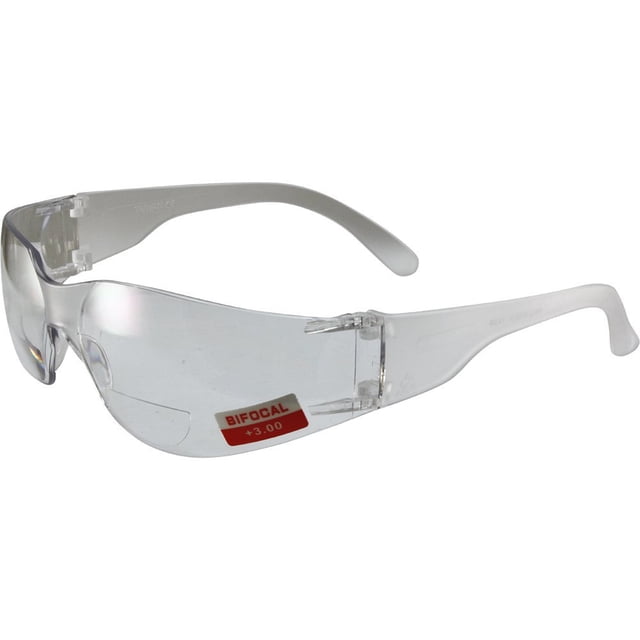 Global Vision Rider Bifocal Safety Motorcycle Riding Sunglasses Clear Frame Clear 3.0x Magnification Clear Lens Z87.1