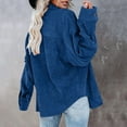 thumbnail image 3 of LowProfile Button Down Shirts for Women Casual Long Sleeve Corduroy Shirt Oversized Warm Jacket With Pockets Blouse Tops Dark blue 2XL, 3 of 7