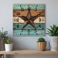 thumbnail image 6 of Teal Brown Wooden Wall Clock Silent Non Ticking, Country Texas Star Farmhouse Barn Door Wood Square Wall Clocks Battery Operated, Decor Clock for Home Office, Living Room, Kitchen, 12 Inch, 6 of 9