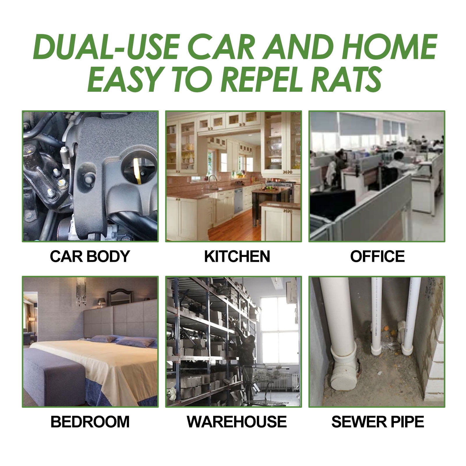 Alvantor Rat and Mouse Rodent Repellent with Peppermint Garlic Chili for Car Engine Home Outdoor Indoor Mice Deterrent, 8pcs