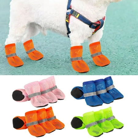 Eisoary 4Pcs Dog Shoes Breathable Pet Shoes Outdoor Dog Booties Summer Hot Pavement Dog Paw Protectors for Walking Hiking Running Blue XL
