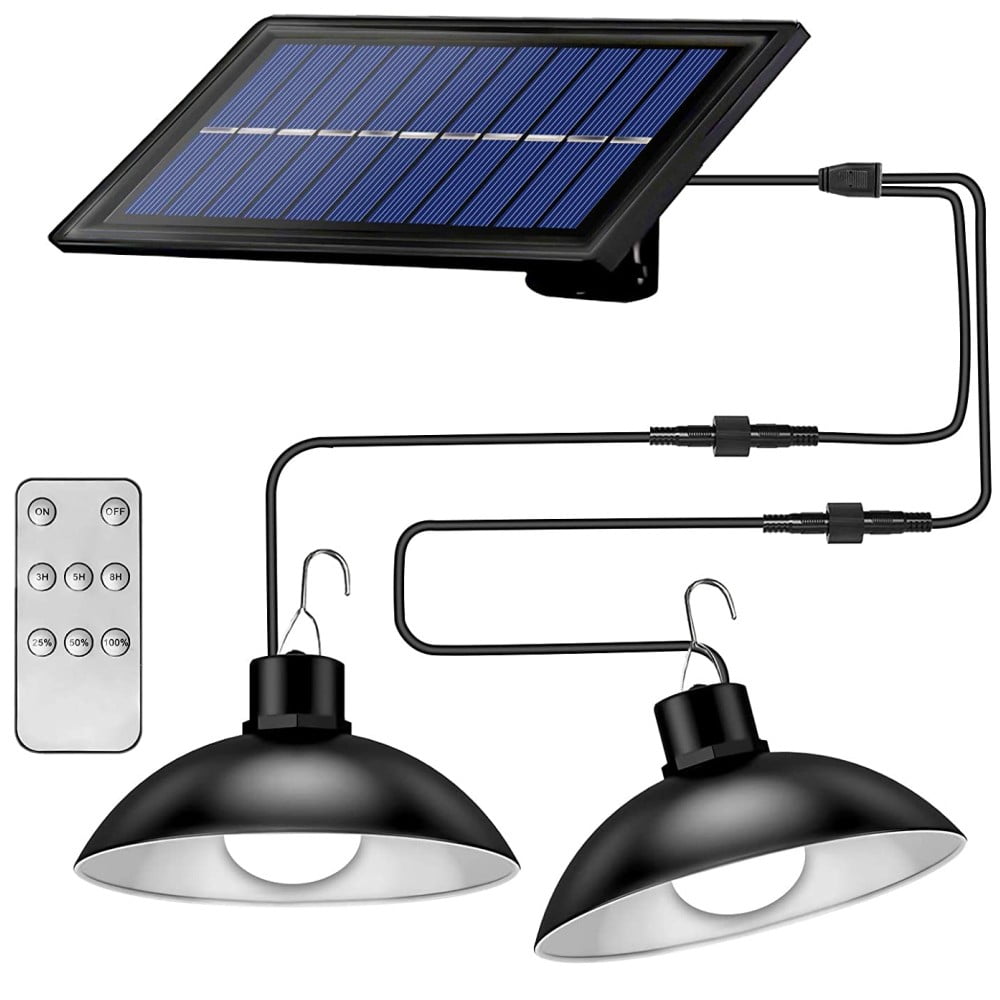 1 Set Stainless Steel Hanging Carridor Light LED Shed Light Solar Power Lamp with Pull Cord and Remote Control Pendant Lamp Wall Light with Pull Cord Switch for Garage Shed Garden Courtyard 