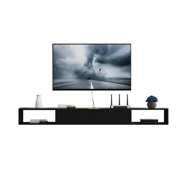 Repisa Flotante O Mesa Tv Moderna Minimalista Negro 1P Negra Muebleria Liz Muebleria liz RF1PNGO
